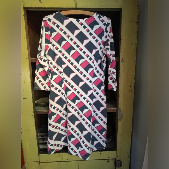 Mahi Gold Stretch Jersey Dress Nautical Flag Pattern Size Small - Picture 5 of 6